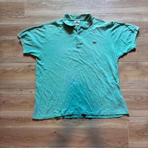 Lacoste Turquoise Crocodile Polo Shirt Designed in France Made in Peru Size 7